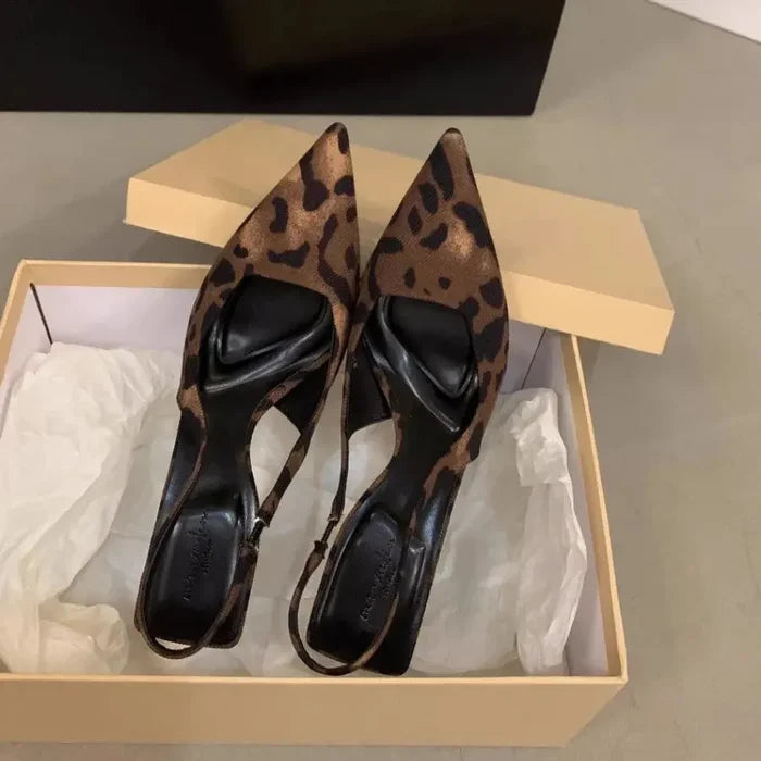 Leopard-print Strap Pointed Heels fashionnsio