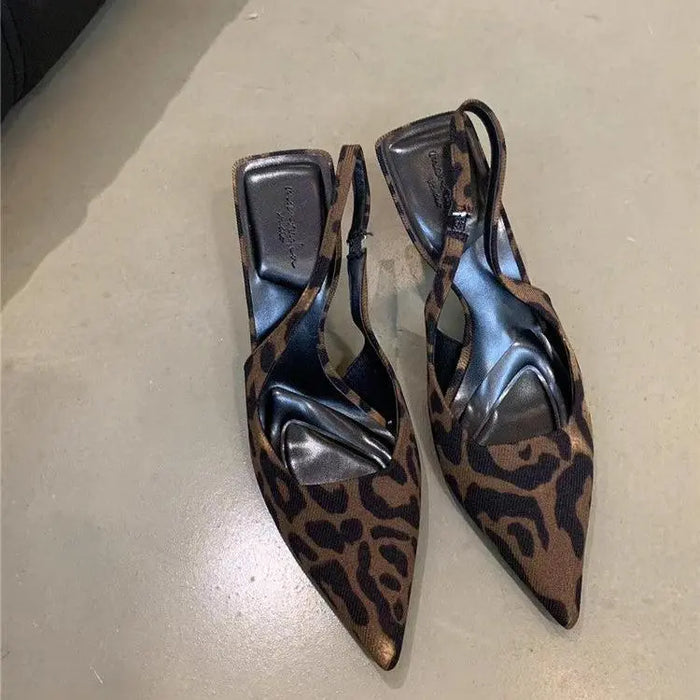 Leopard-print Strap Pointed Heels fashionnsio