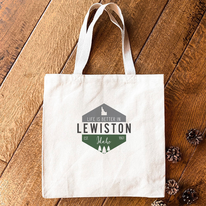 Life is Better w/ City, State- Custom Canvas Tote Bag