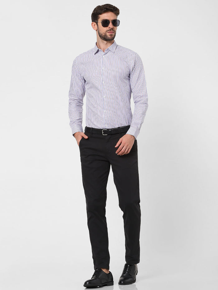 Light Blue Striped Full Sleeves Shirt
