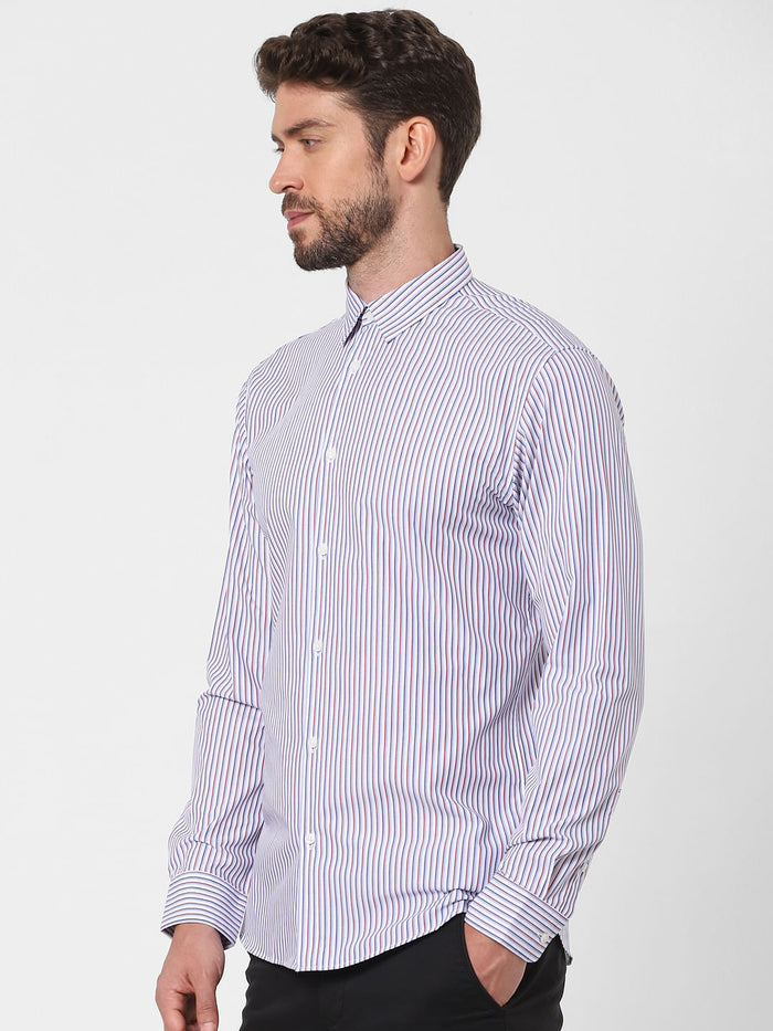 Light Blue Striped Full Sleeves Shirt