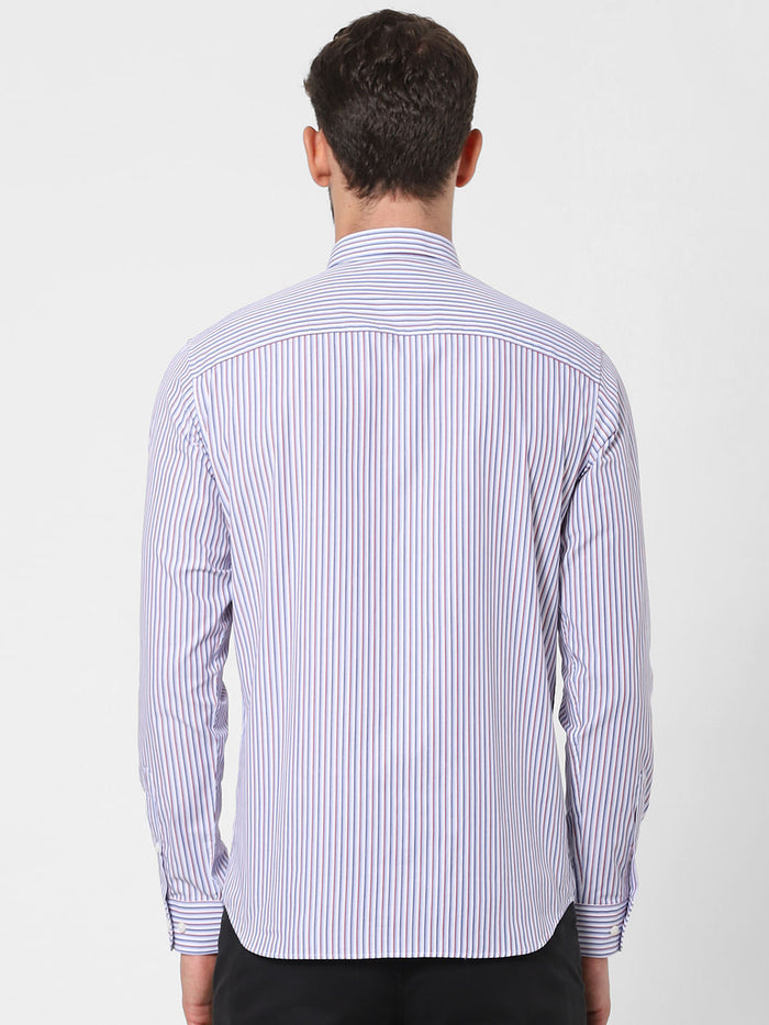 Light Blue Striped Full Sleeves Shirt