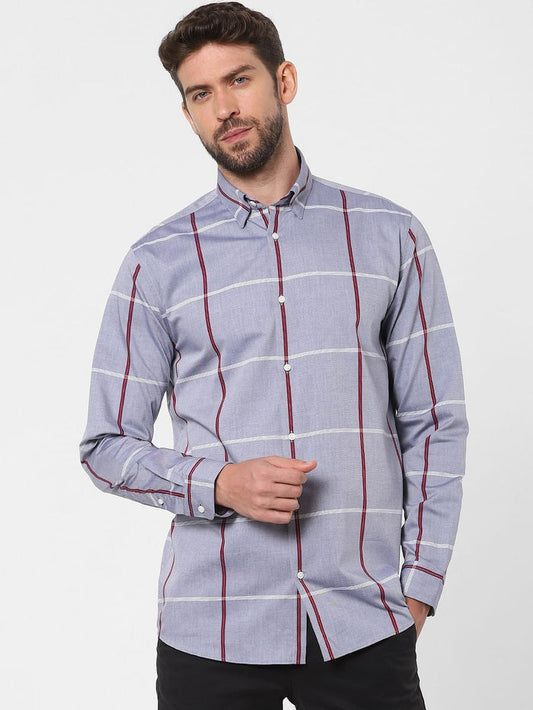 Light Grey Check Full Sleeves Shirt