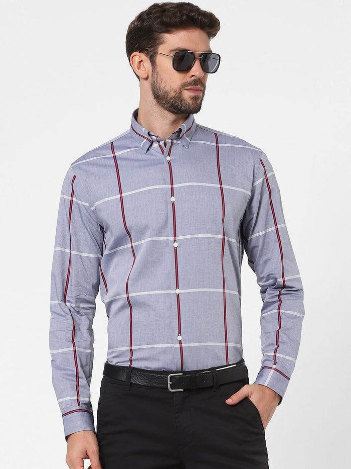 Light Grey Check Full Sleeves Shirt