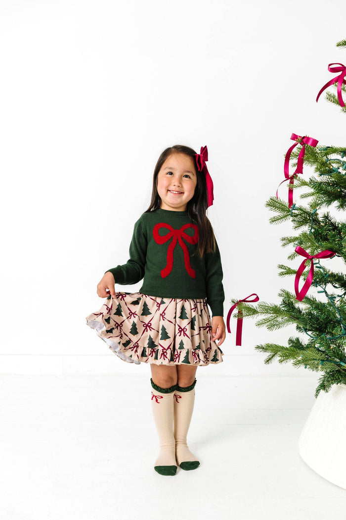 Little Stocking Co. Lace Top Knee High Socks - Vanilla Bow (Final Sale)