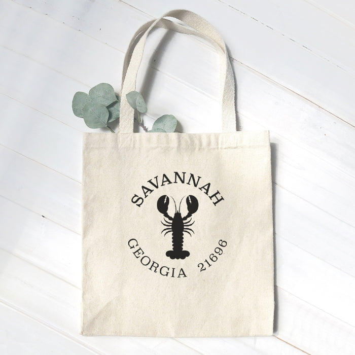 Lobster w/ City and State - Custom Canvas Tote Bag