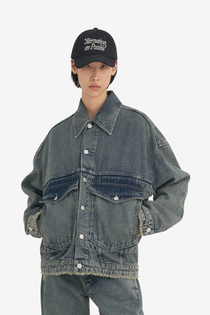 LOOSE DENIM JACKET ACID 42 / CREAM