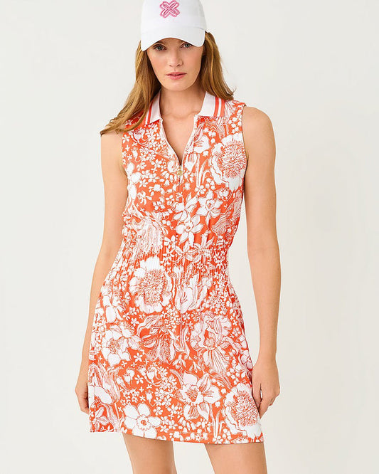 Lilly Pulitzer - Love Active Sleeveless Dress Upf 50 Plus - Sunset Orange Budding Romance