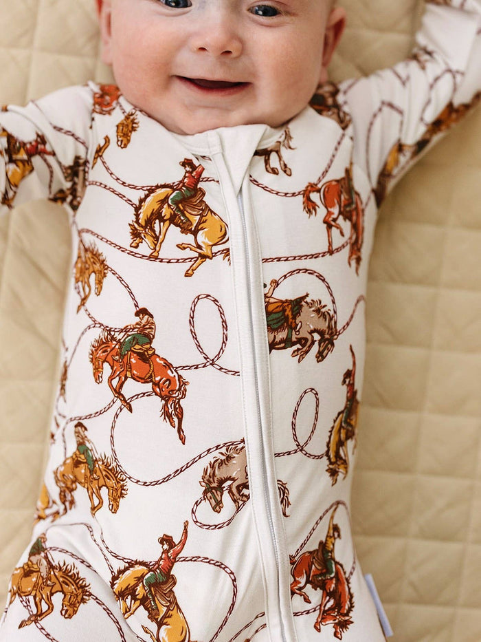Lucky Panda Kids Bamboo Zip Romper - Rodeo Club