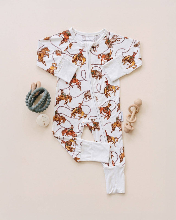 Lucky Panda Kids Bamboo Zip Romper - Rodeo Club