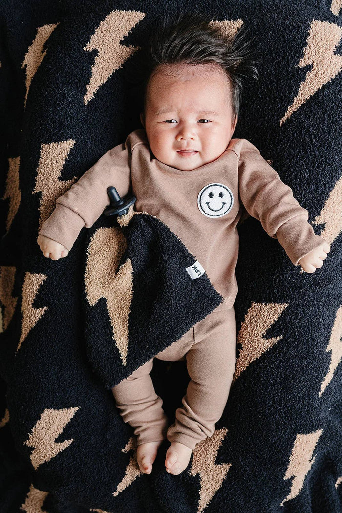 Lucky Panda Kids Lovey - Mocha Lightning Bolt Plush