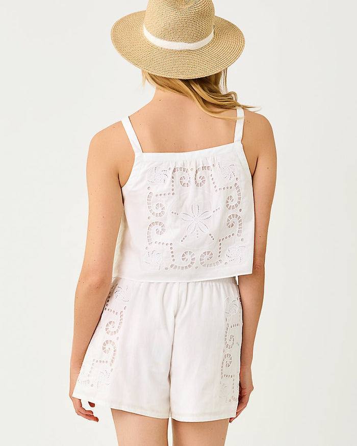 Lilly Pulitzer - Maisey Cropped Top - Resort White Shell Of A Time