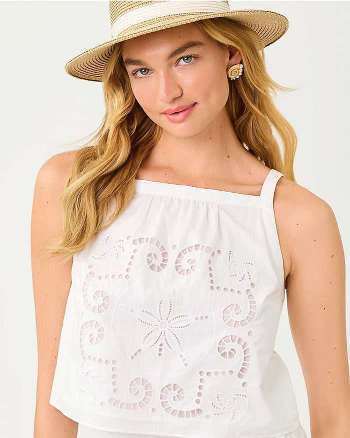Lilly Pulitzer - Maisey Cropped Top - Resort White Shell Of A Time