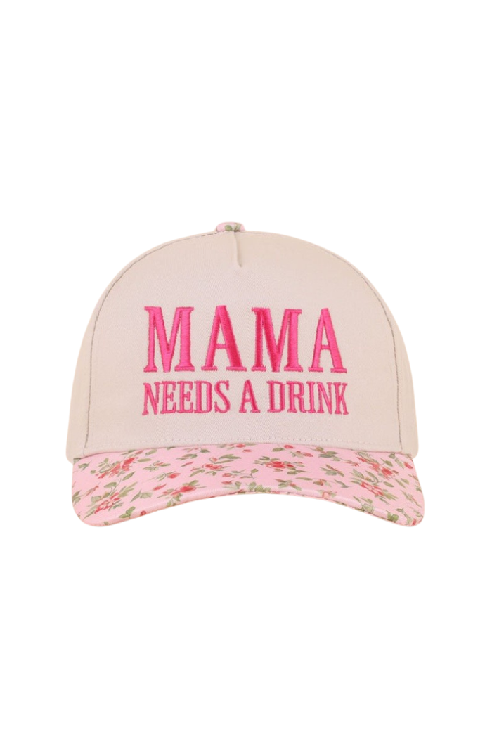 Mama Needs A Drink Cap-Floral-Cute-Trendy-Shop-Womens-Boutique-Clothing-Store