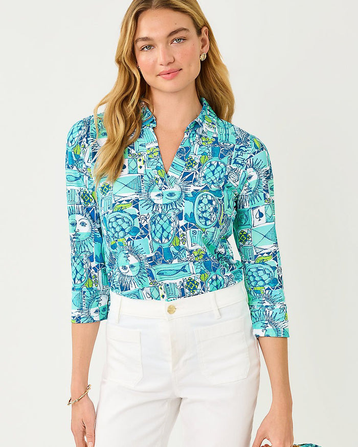 Lilly Pulitzer - Mandi Three Quarter Sleeve Tunic Top Upf 50 Plus - Mint Condition Harlillyquin