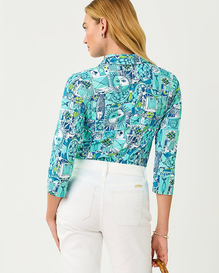 Lilly Pulitzer - Mandi Three Quarter Sleeve Tunic Top Upf 50 Plus - Mint Condition Harlillyquin