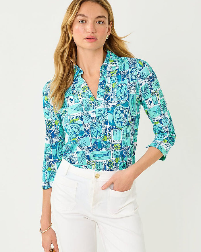 Lilly Pulitzer - Mandi Three Quarter Sleeve Tunic Top Upf 50 Plus - Mint Condition Harlillyquin