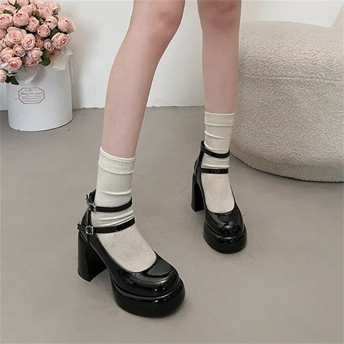 Mary Jane Ankle Strap Chunky Heels fashionnsio