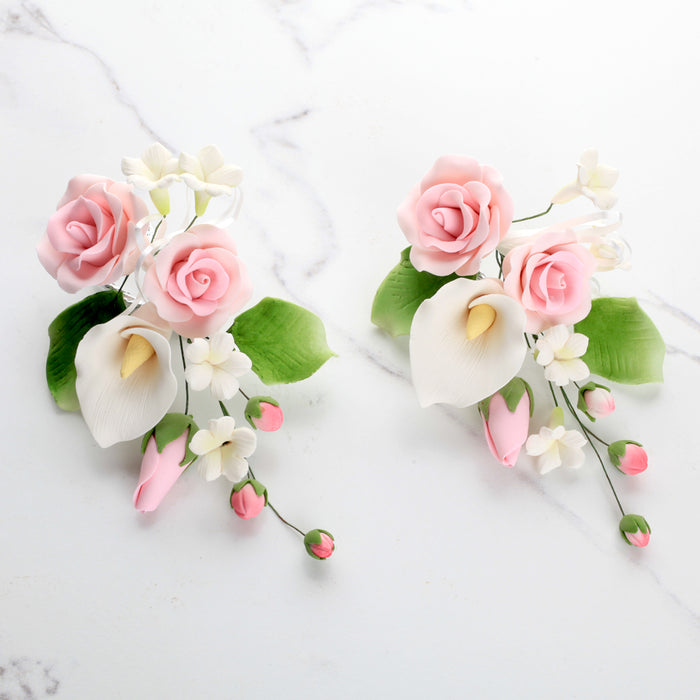 Medium Tea Rose & Calla Lily Sprays - Pink (2 Sprays)