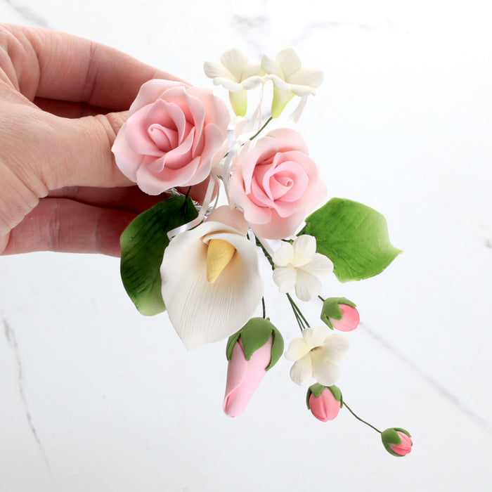 Medium Tea Rose & Calla Lily Sprays - Pink (2 Sprays)