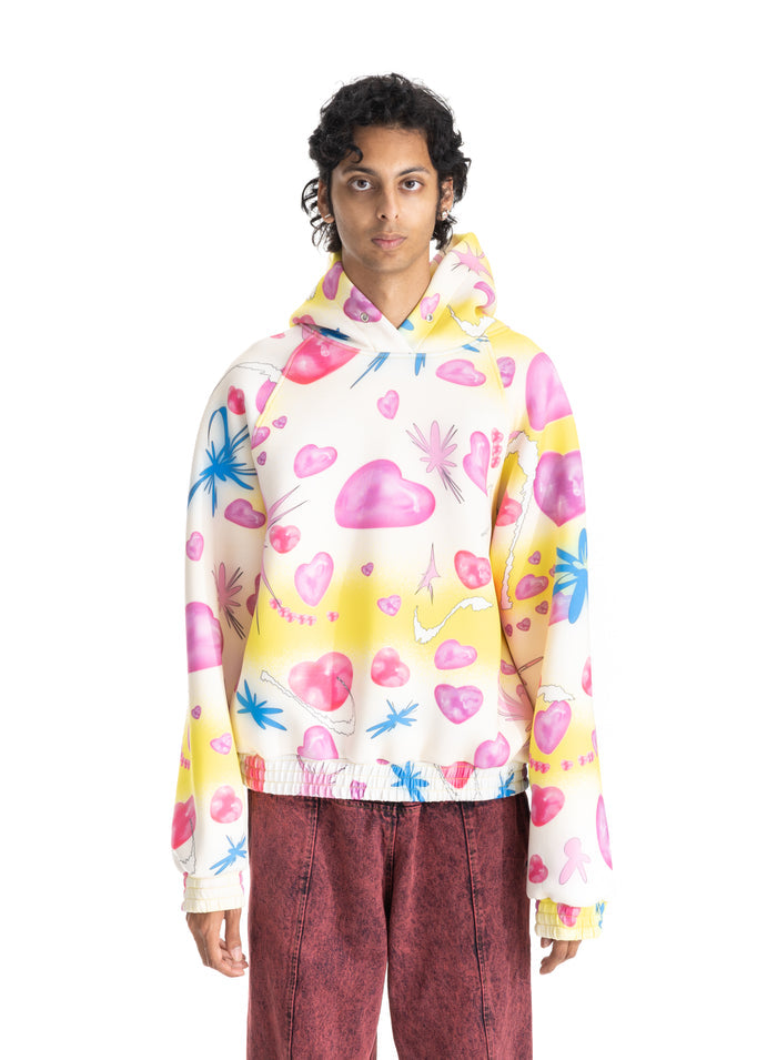 Men's Print Scuba Hoodie Knit - Hearts 1