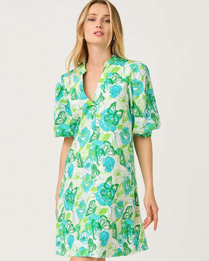 Lilly Pulitzer - Mialeigh Elbow Sleeve Linen Dress - Resort White Monarch Rose