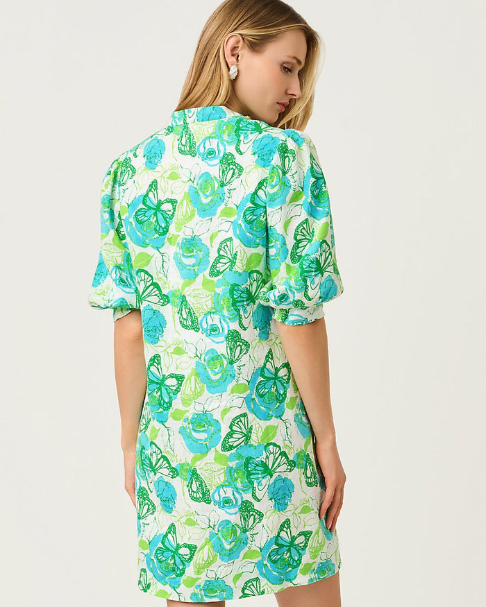 Lilly Pulitzer - Mialeigh Elbow Sleeve Linen Dress - Resort White Monarch Rose
