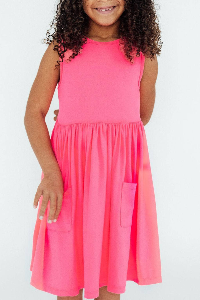 Mila & Rose Tank Pocket Twirl Dress - Neon Pink (Final Sale)