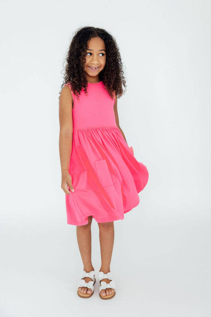 Mila & Rose Tank Pocket Twirl Dress - Neon Pink (Final Sale)