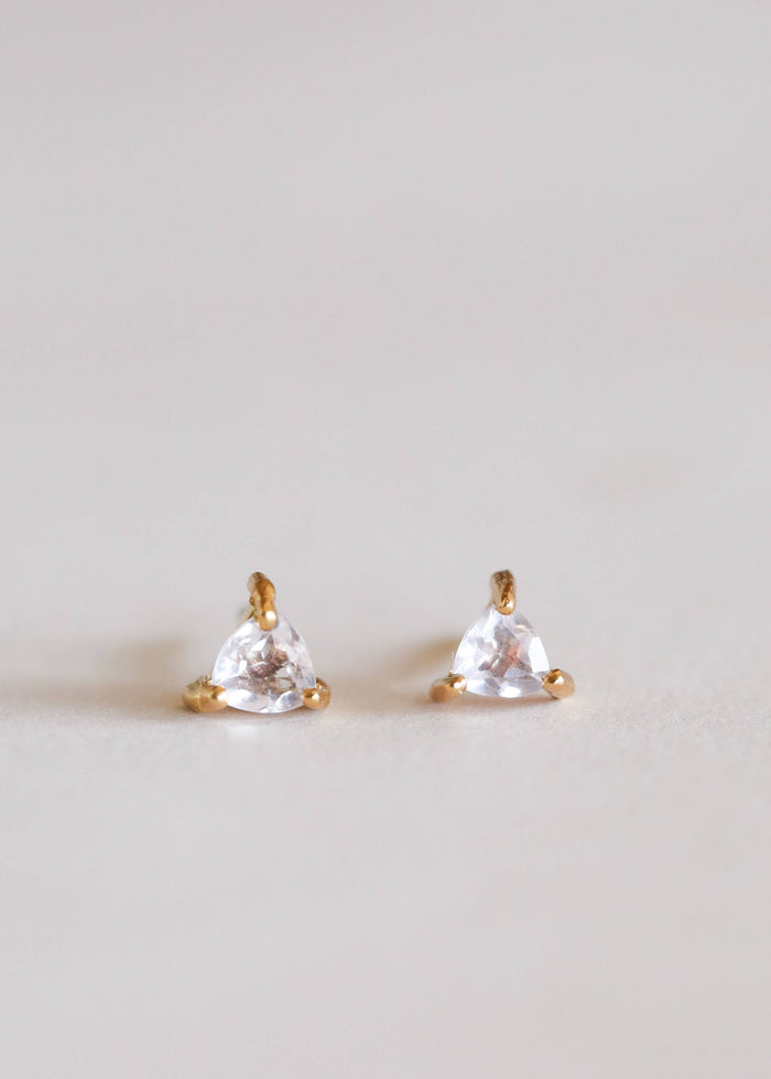 Mini Energy Gem - Rose Quartz - Gold Earrings
