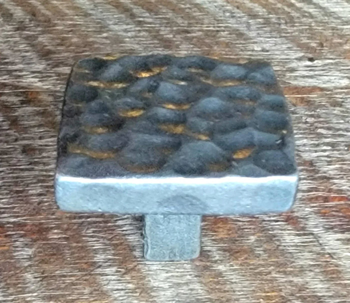 Square Hammered Modern Cabinet Knob - Old West Iron