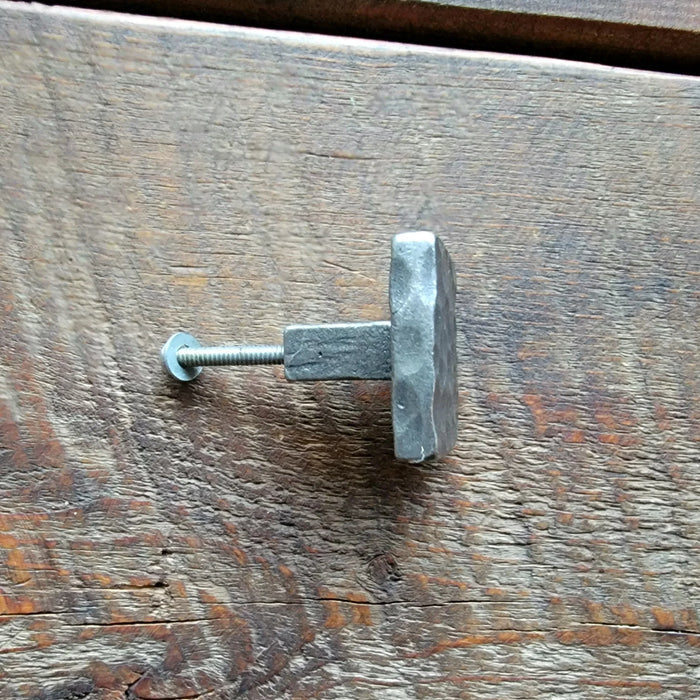 Square Hammered Modern Cabinet Knob - Old West Iron