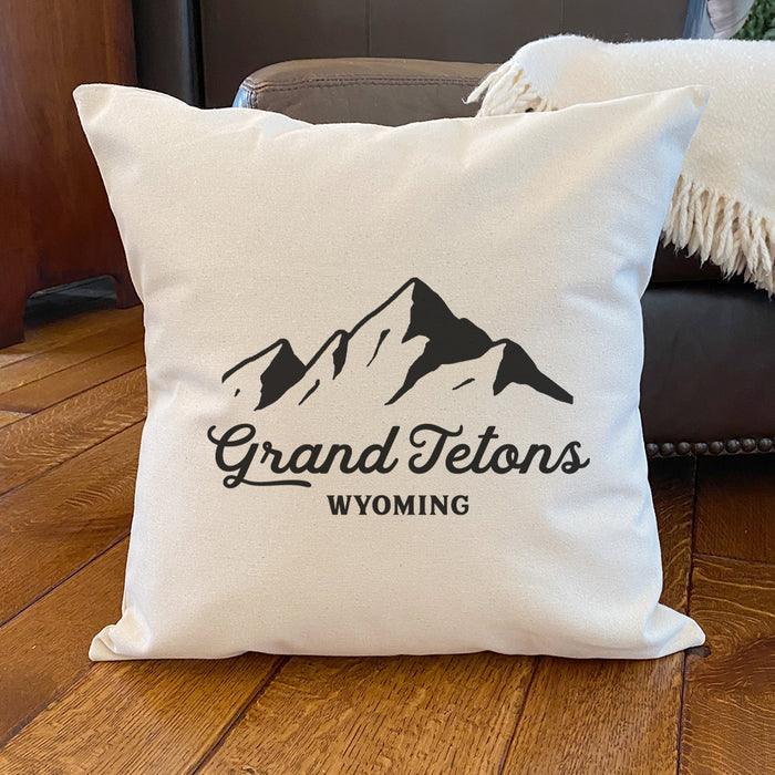 Mountain Silhouette w/ City, State - Custom Square Canvas Pillow