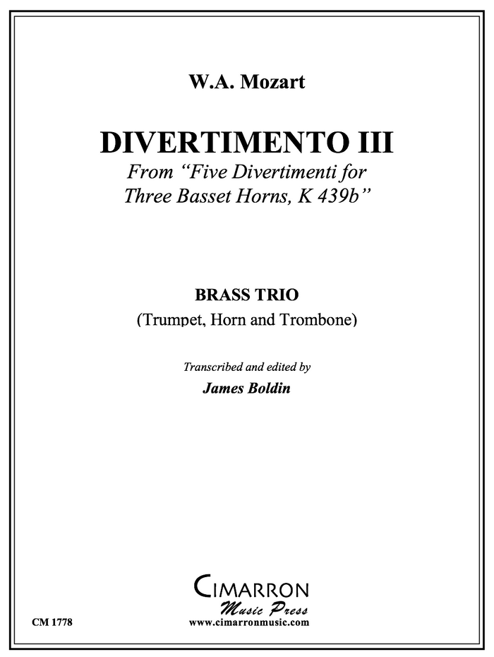Mozart - Divertimento III -  Brass Trio