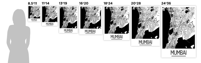 Mumbai Map Poster - india Map Print - Art Deco Series