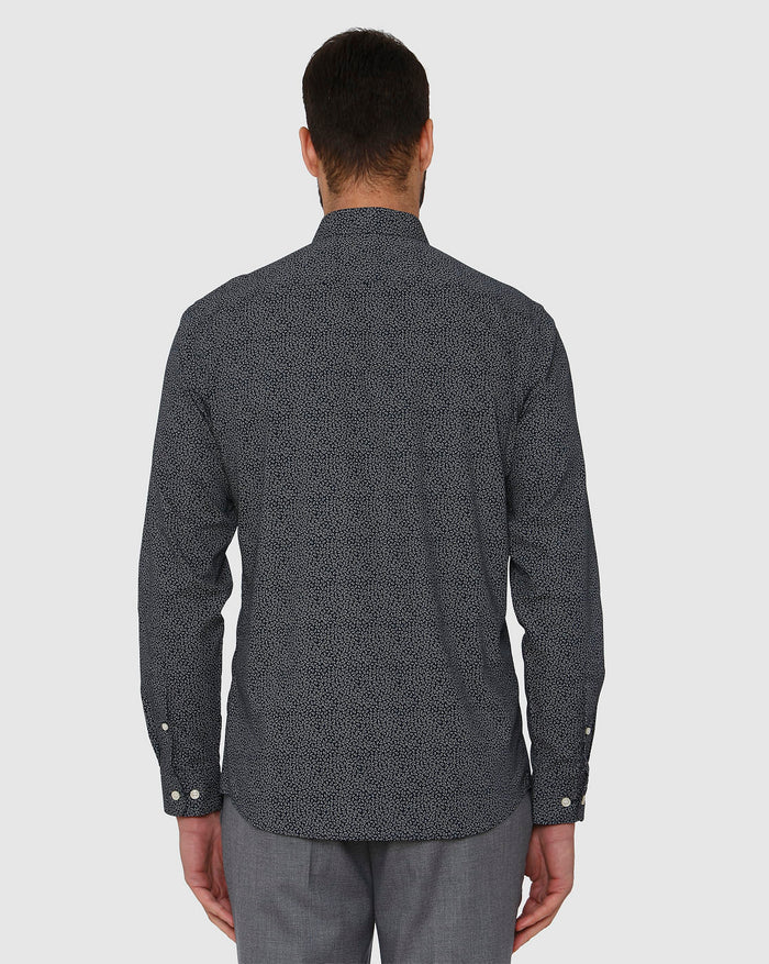 Navy Blue All Over Print Full Sleeves Shirt