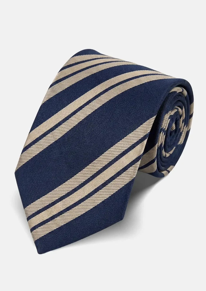 Navy Blue Alternating Stripe Tie - SARTORO