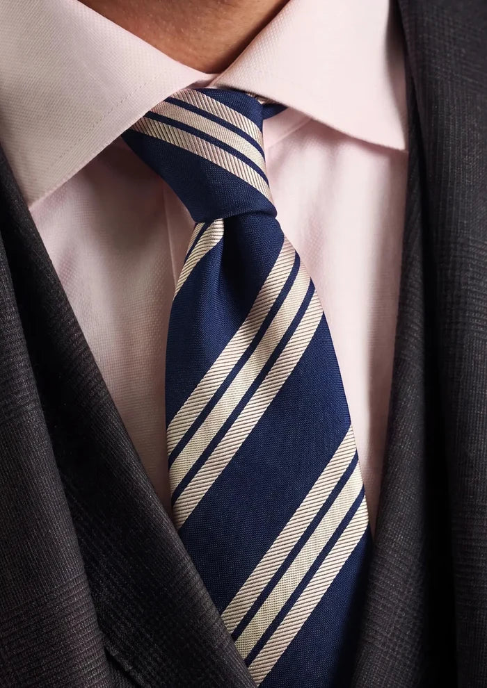 Navy Blue Alternating Stripe Tie - SARTORO