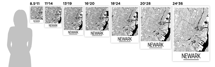 Newark Map Poster - usa Map Print - Art Deco Series