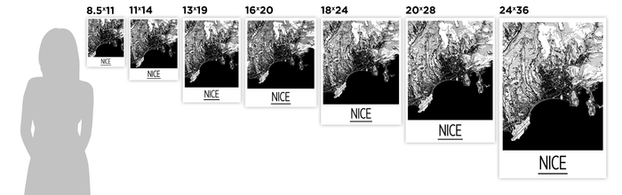 Nice Map Poster - france Map Print - Art Deco Series