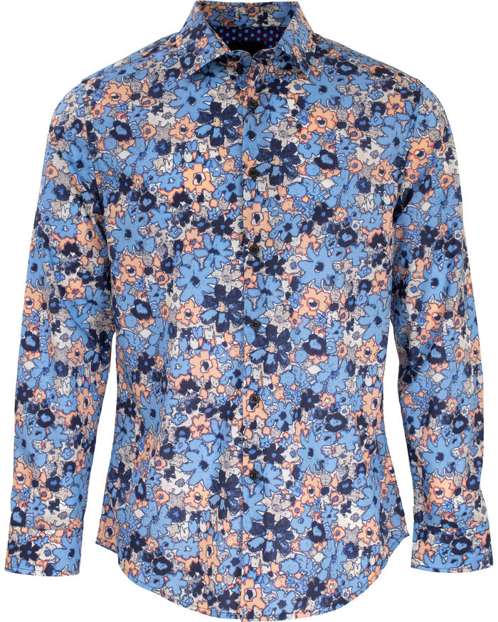 Norman Wonderbar Floral Blue Shirt