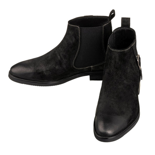 Nubuck Black Chelsea Ankle Boots - 3 Inches Taller - SARTORO