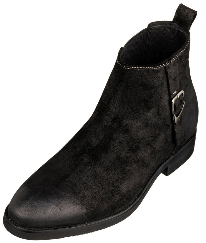 Nubuck Black Chelsea Ankle Boots - 3 Inches Taller - SARTORO
