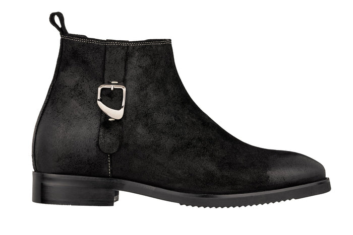 Nubuck Black Chelsea Ankle Boots - 3 Inches Taller - SARTORO