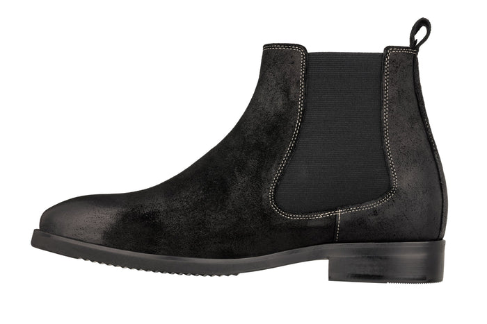 Nubuck Black Chelsea Ankle Boots - 3 Inches Taller - SARTORO