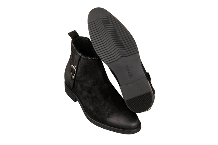 Nubuck Black Chelsea Ankle Boots - 3 Inches Taller - SARTORO