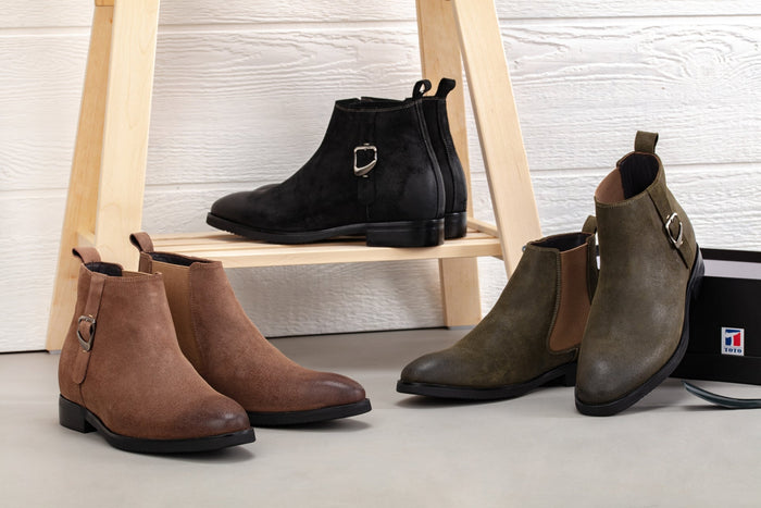 Nubuck Black Chelsea Ankle Boots - 3 Inches Taller - SARTORO