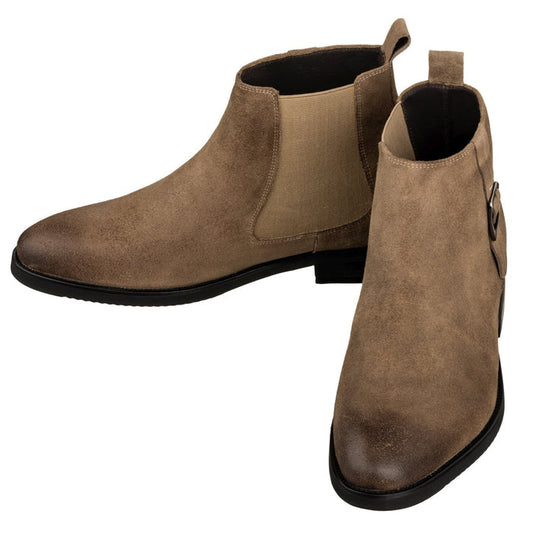 Nubuck Coffee Brown Chelsea Ankle Boots - 3 Inches Taller - SARTORO