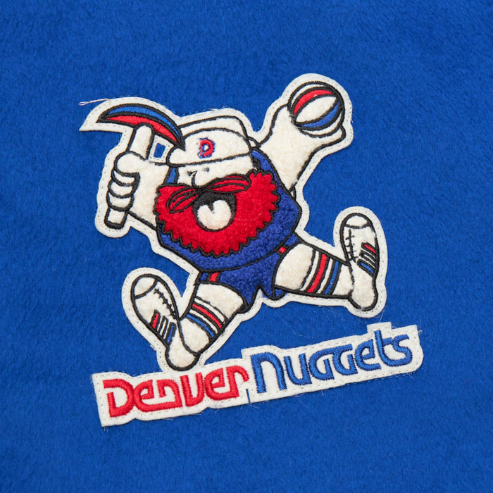 Up Close view shows the vintage Denver Nuggets "Maxie the Miner" logo patch.