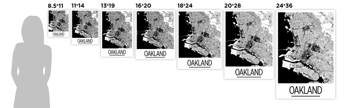 Oakland Map Poster - usa Map Print - Art Deco Series